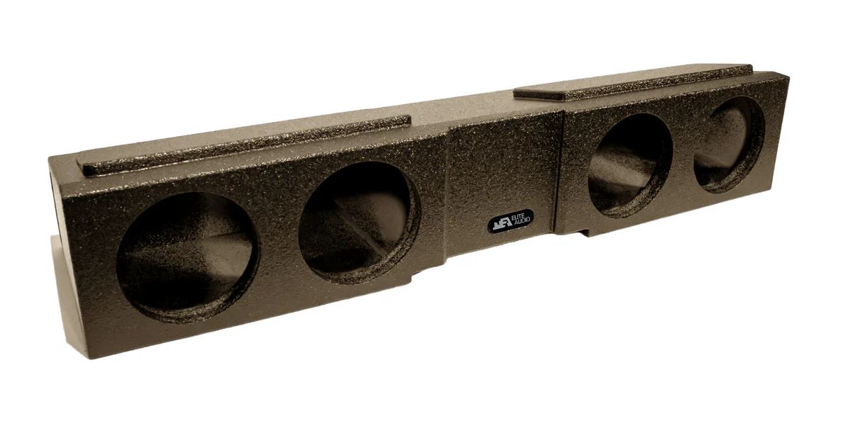 Elite Audio Enclosures | GM Chevy Crew Cab 2007+ Quad 8" Ported Double Baffle - USA Made Subwoofer Box with Bed Liner Spray Finish