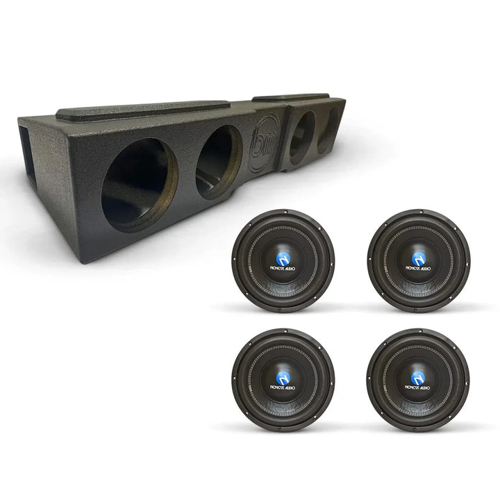 (4) Nemesis Audio NA-8E v2 500W RMS & Chevy Crew Cab 07-18 Quad 8" Subwoofer Bass Combo