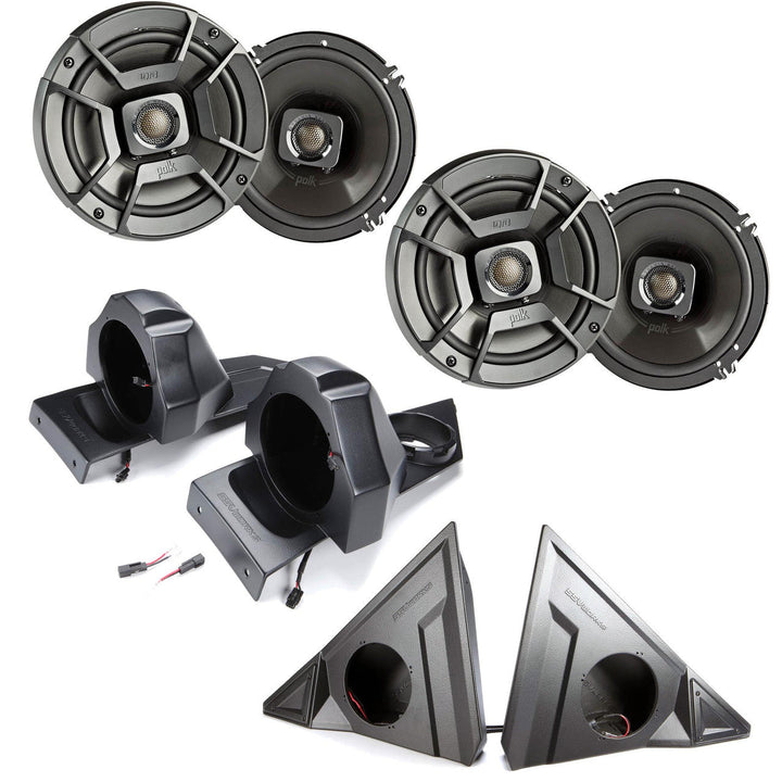 SSV Works For Polaris Slingshot Front and Rear Speaker Pods + Polk DB652 6.5" Marine Rated Coax Speakers