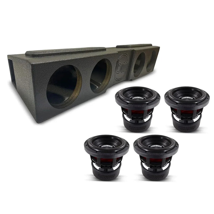 (4) Sundown Audio X8 v4 & Chevy Crew Cab 07-18 Quad 8" Subwoofer Box Combo