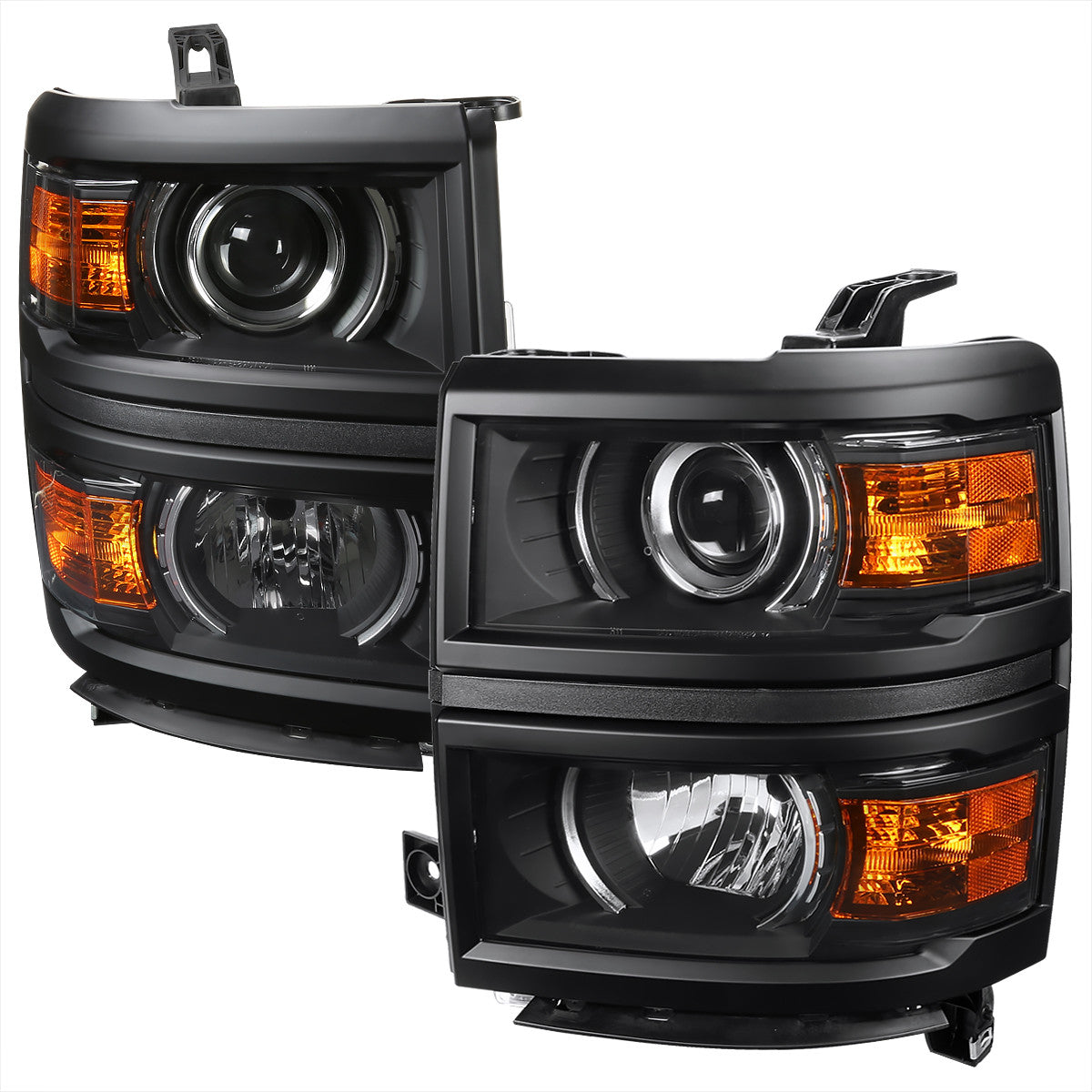 Spec-D 14-15 Silverado 1500 Projector Headlights BlackClear