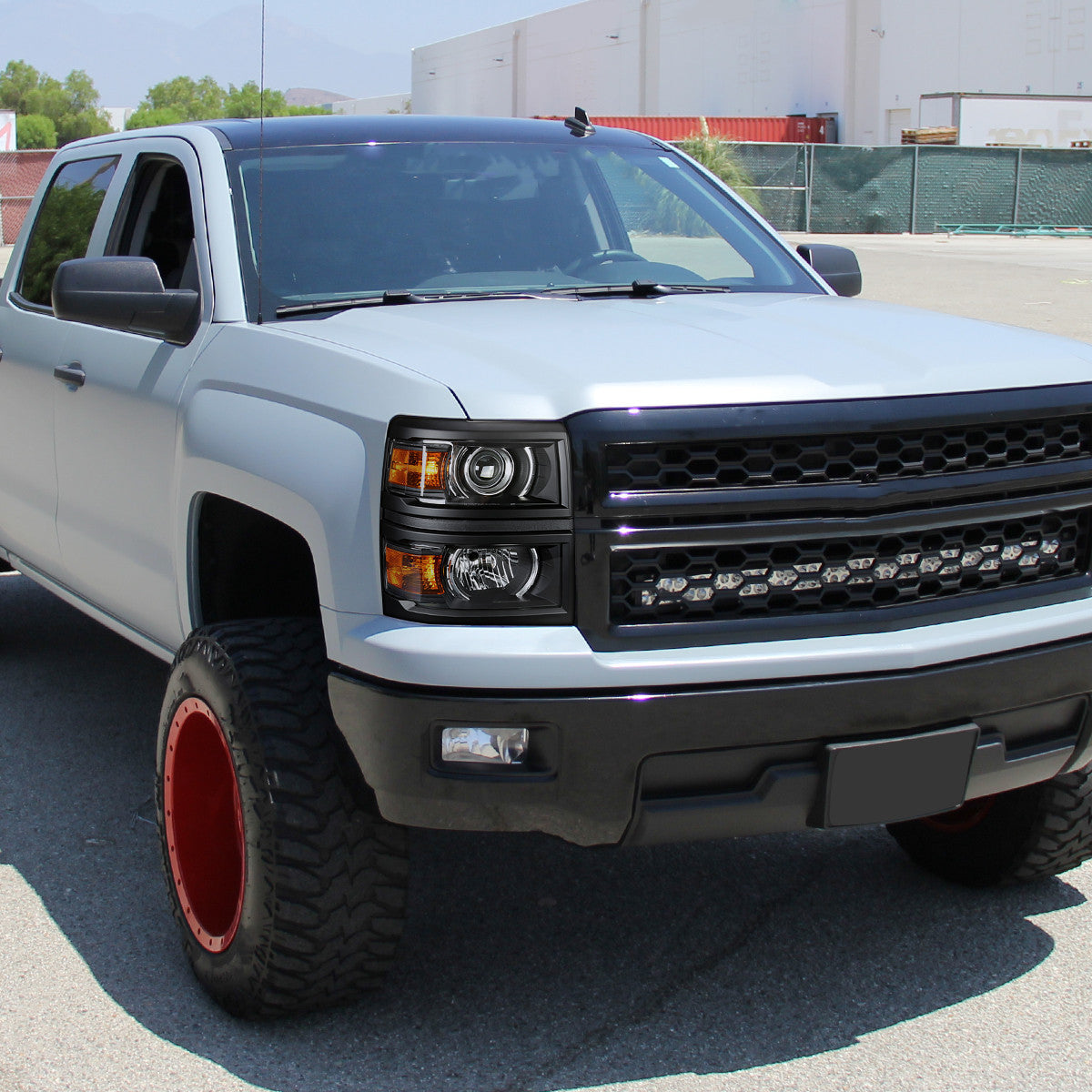 Spec-D 14-15 Silverado 1500 Projector Headlights BlackClear