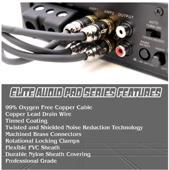 Elite Audio 12ft RCA Cable – Oxygen-Free Copper, Triple Shielded for Superior Signal