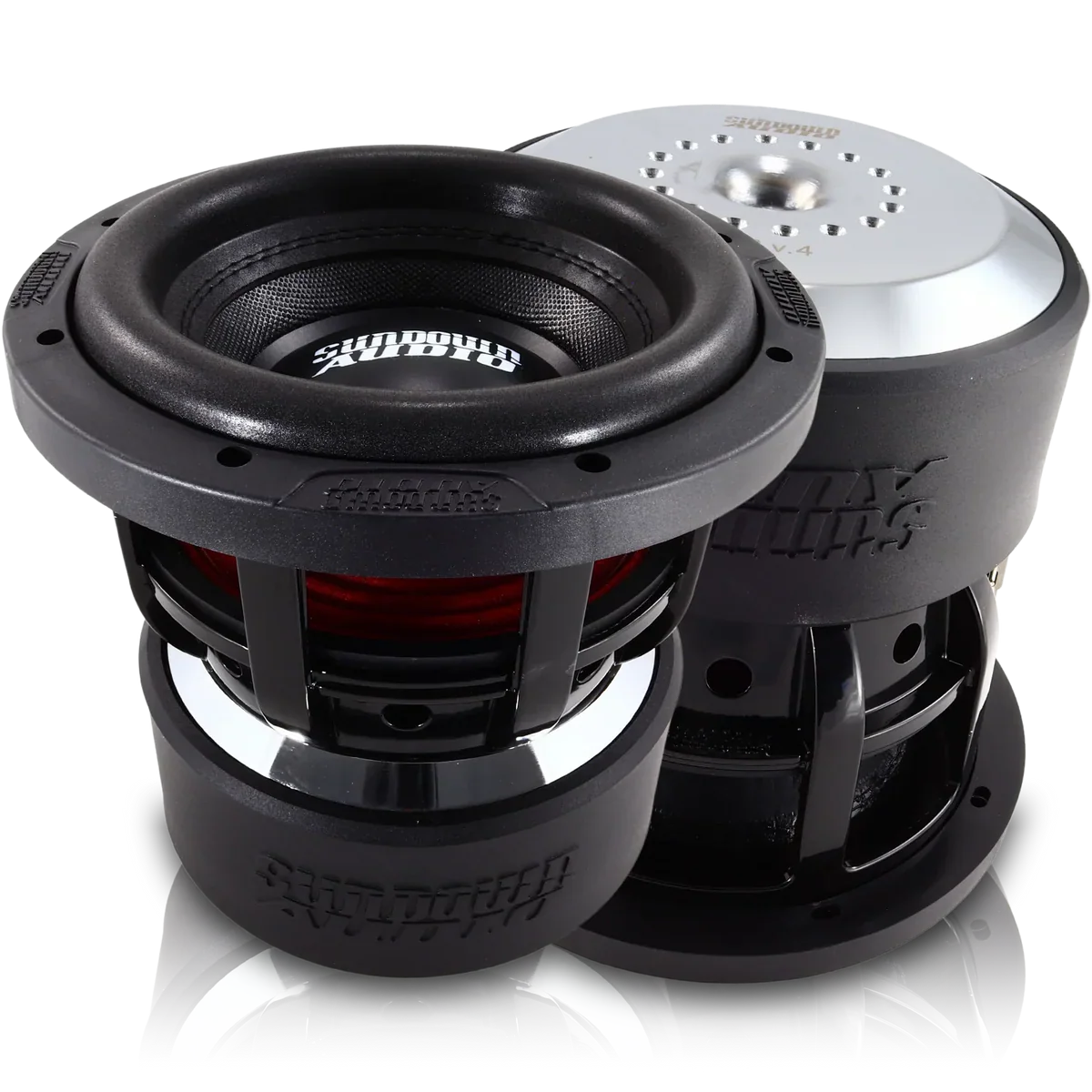 (4) Sundown Audio X8 v4 & Chevy Crew Cab 19-25 Quad 8" Subwoofer Box Combo