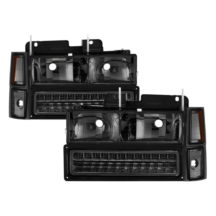 xTune 92-94 Blazer Full Size Corner/LED Bumper Headlights Smoke HD-JH-CCK88-LED-AM-SM-SET