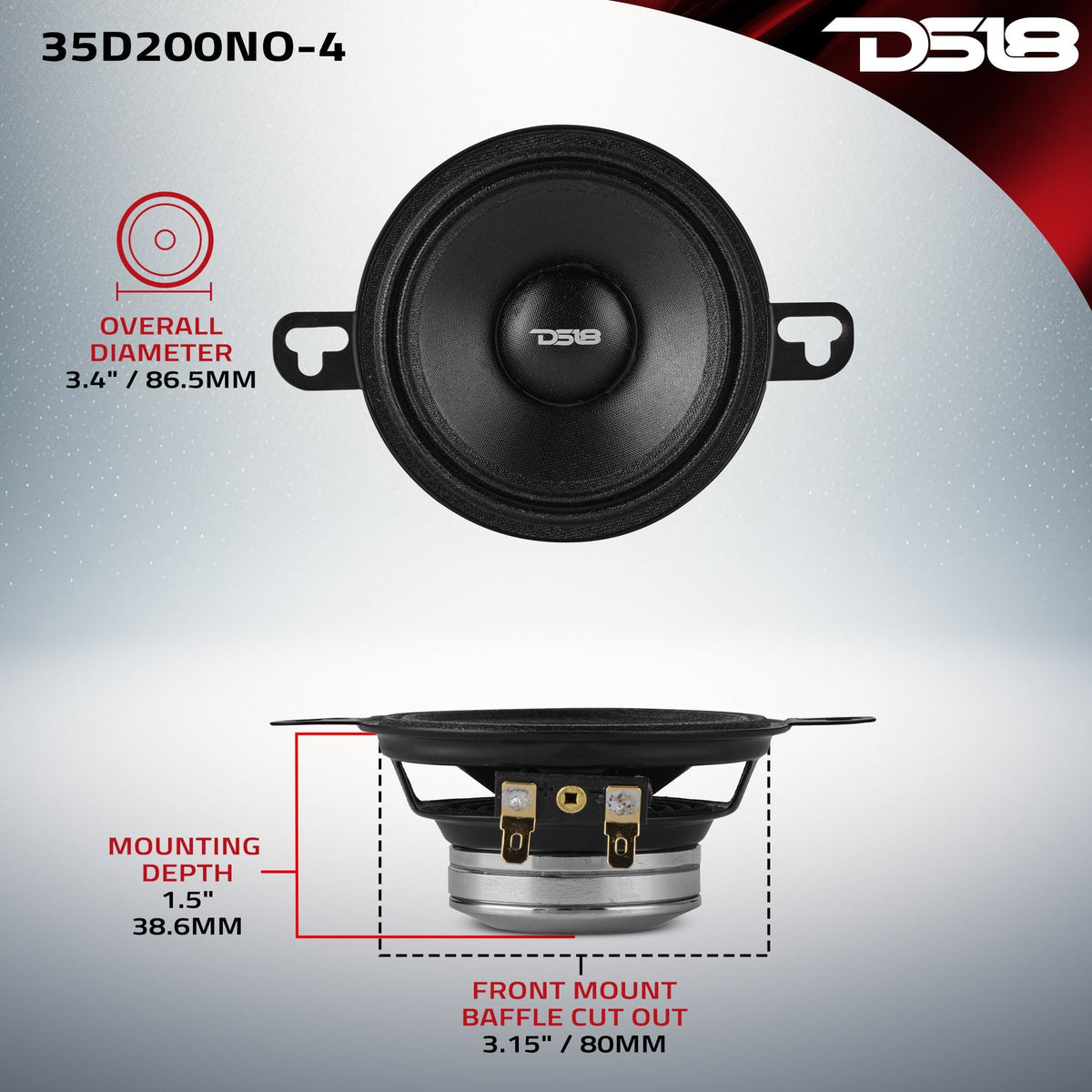 3.5” OEM Dashboard Loudspeaker with Neodymium Magnet | 100W RMS 4-Ohm