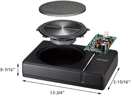 Kenwood KSC-PSW8 250W Max (150W RMS) Single 8" Under Seat Powered Subwoofer Enclosure W/Remote Control