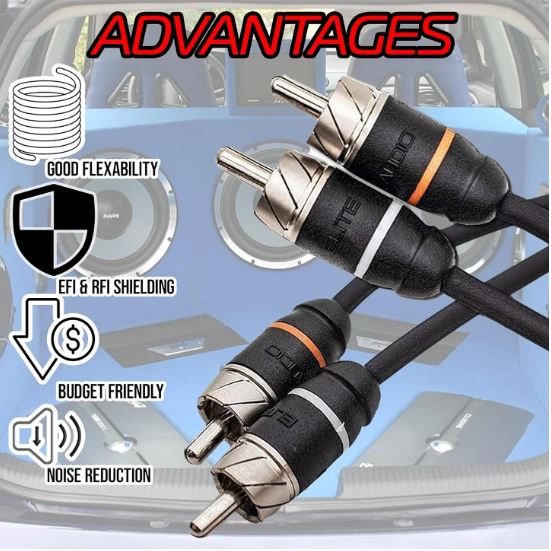 Elite Audio 20ft 6-Channel RCA Cable – OFC Twisted Pair with Noise Reduction