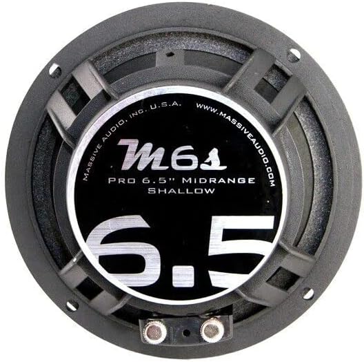 Massive Audio M6S MS Series. 6.5 Inch, 300 Watts, 4 Ohm Pro Audio Midrange Shallow Mount Speaker for Cars, Stage and DJ Appli