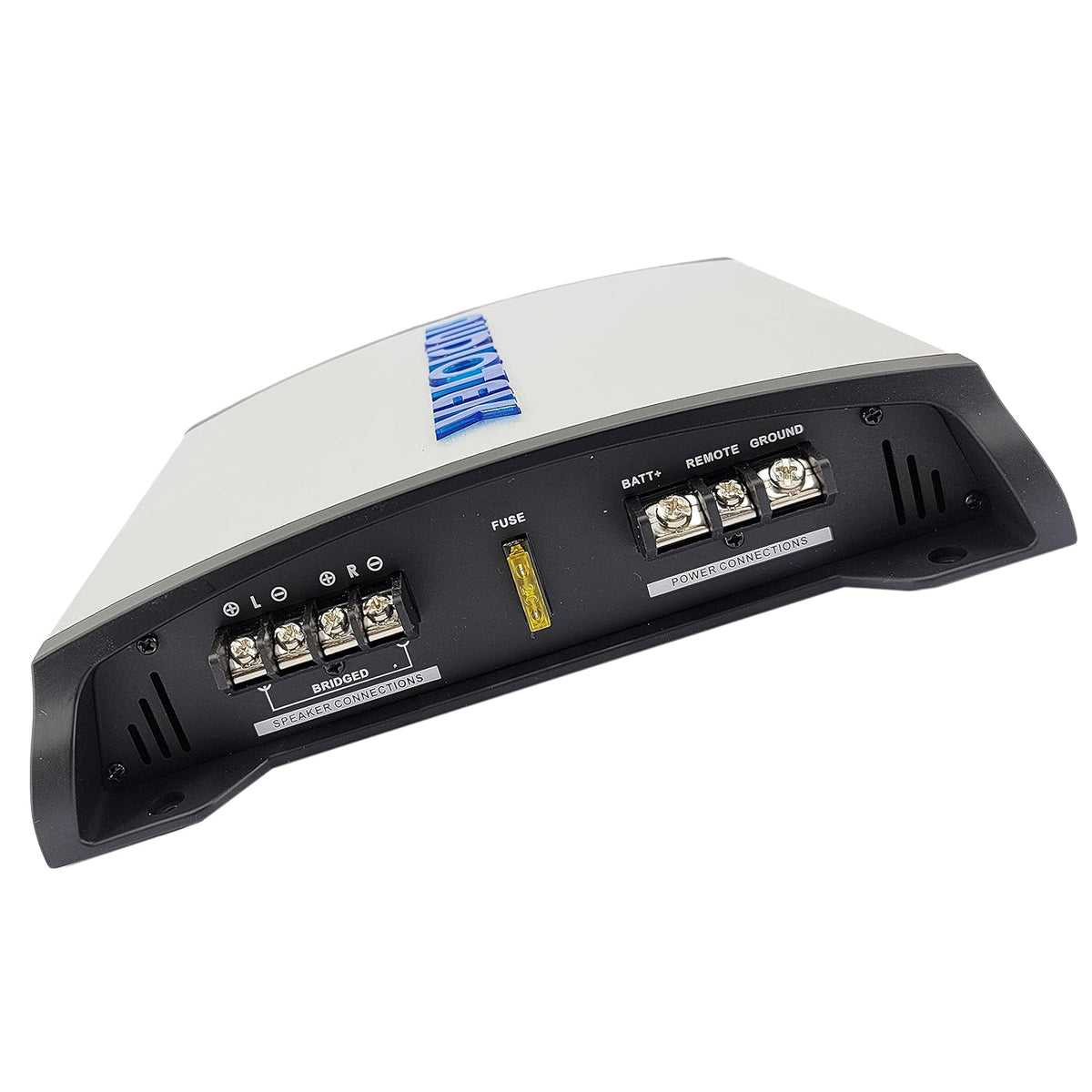 AUDIOTEK AT1800S 2-Channel Class AB Car Amplifier, 1800 Watts, 2 Ohm Stable, Bridgeable Full-Range Stereo, Bass Knob, LED Ind