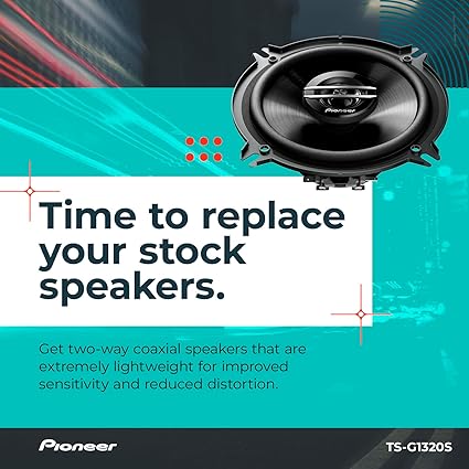 Pioneer TS-G1320S, Coaxial 2-Way Car Audio Speakers, Full Range, Clear Sound Quality, Easy Installation and Enhanced Bass Res
