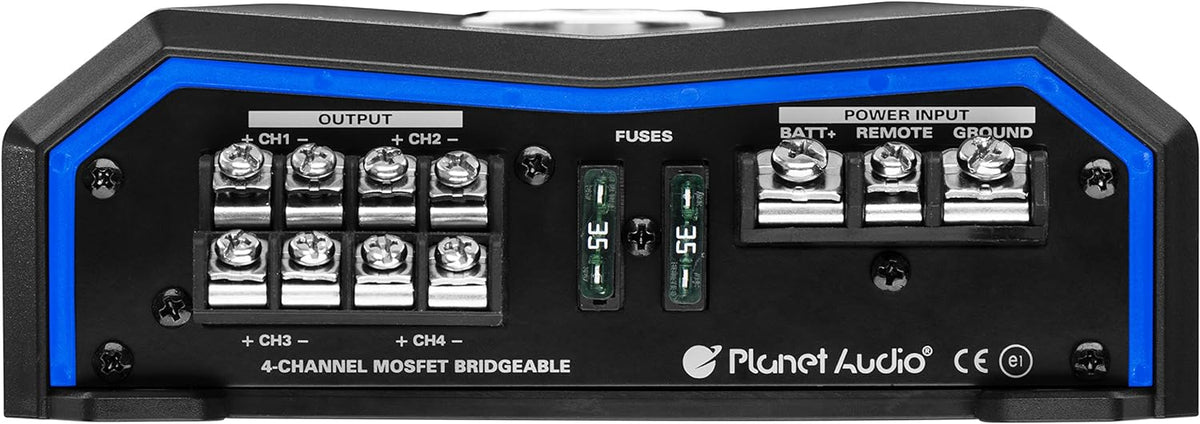 Planet Audio PL2400.4 4 Channel Car Amplifier - 2400 Watts, Full Range, Class A/B, 2/8 Ohm Stable, Mosfet Power Supply, Bridg