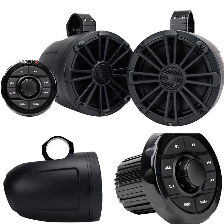 MB Quart UNI8.1R 8" Tower combo Wakeboard speaker 160 Watt Universal UTV ATV SxS System