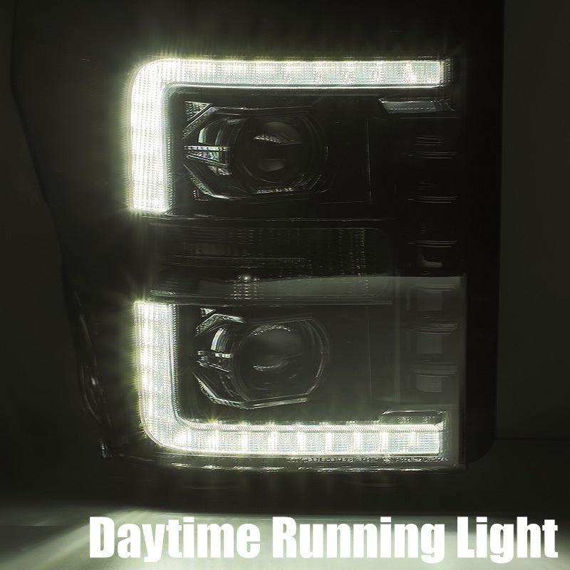 AlphaRex 11-16 Ford Super Duty LUXX-Series LED Projector Headlights Alpha-Black