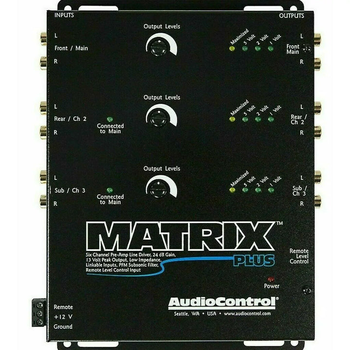 AudioControl Matrix PLUS 6 Channel 24 dB Gain Pre Amp RCA 13 Volt Line Driver