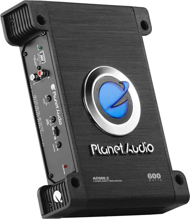 Planet Audio AC600.2 2 Channel Car Amplifier - 600 High Output, Full Range, Class A/B, 2 - 4 Ohm Stable, Mosfet Power Supply, Bridgeable