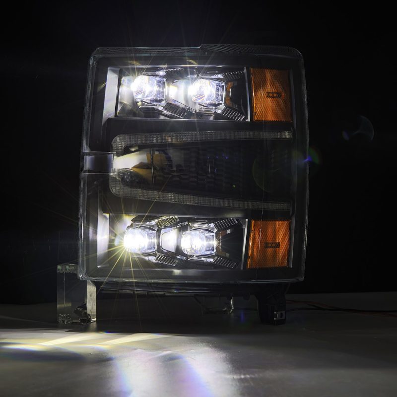 AlphaRex 14-15 Chevrolet Silverado NOVA-Series LED Projector Headlights Black