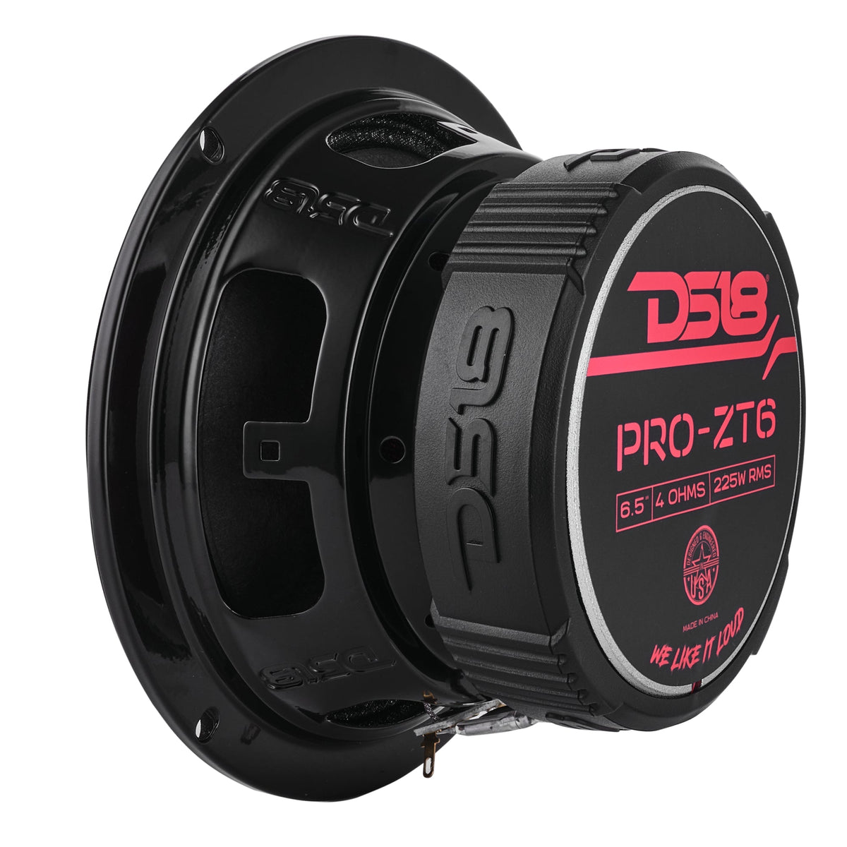 DS18 PRO-ZT6 6.5" 225W RMS Midrange Speaker w/ Built-in Bullet Tweeter 4-Ohm (Single)