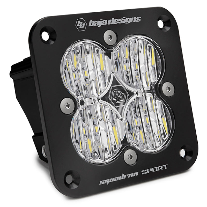 Baja Designs Squadron Sport Black Flush Mount LED Auxiliary Light Pod - Clear Wide Cornering Pattern