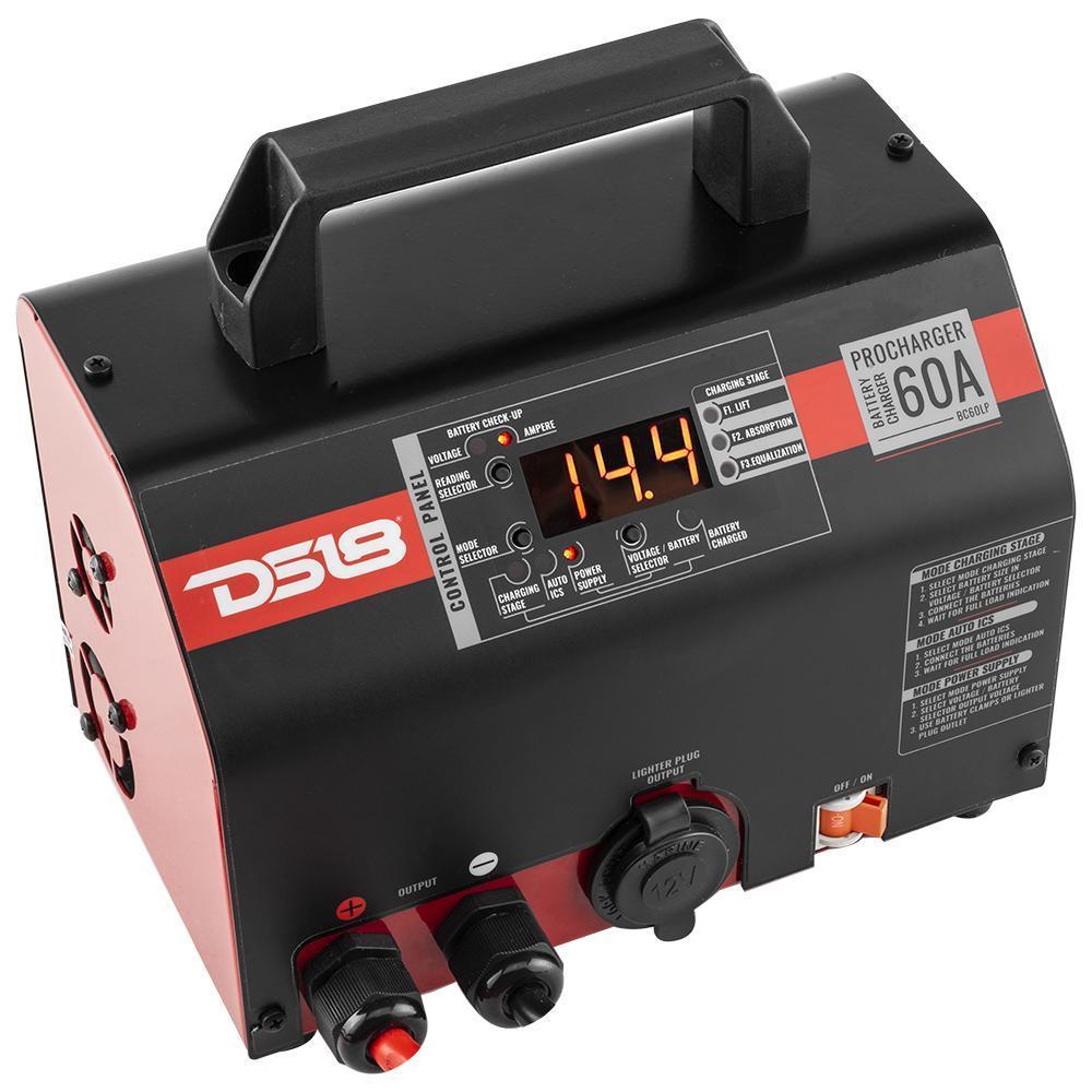 60 Ampere Selectable Charger and Power Supply. Good for Lead Acid, AGM, and Lithium Batteries Wire Clamps Included Made In Br