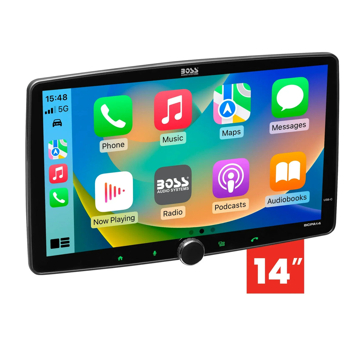 BOSS Audio Systems BCPA14 Car Stereo - Apple CarPlay, Android Auto, Single Din, 14 Inch Capacitive Touchscreen, Bluetooth, No