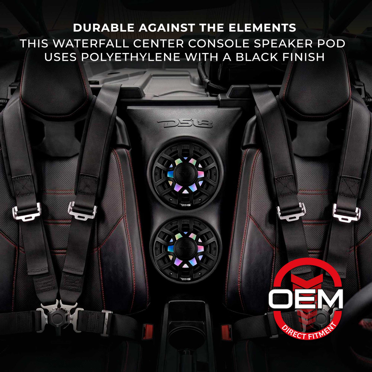 Can-Am Maverick X3 (2017-Up) Waterfall Center Console Speaker Pod Loaded with NXL-IQ 6.5" 2-Way Coaxial Marine Speakers and D