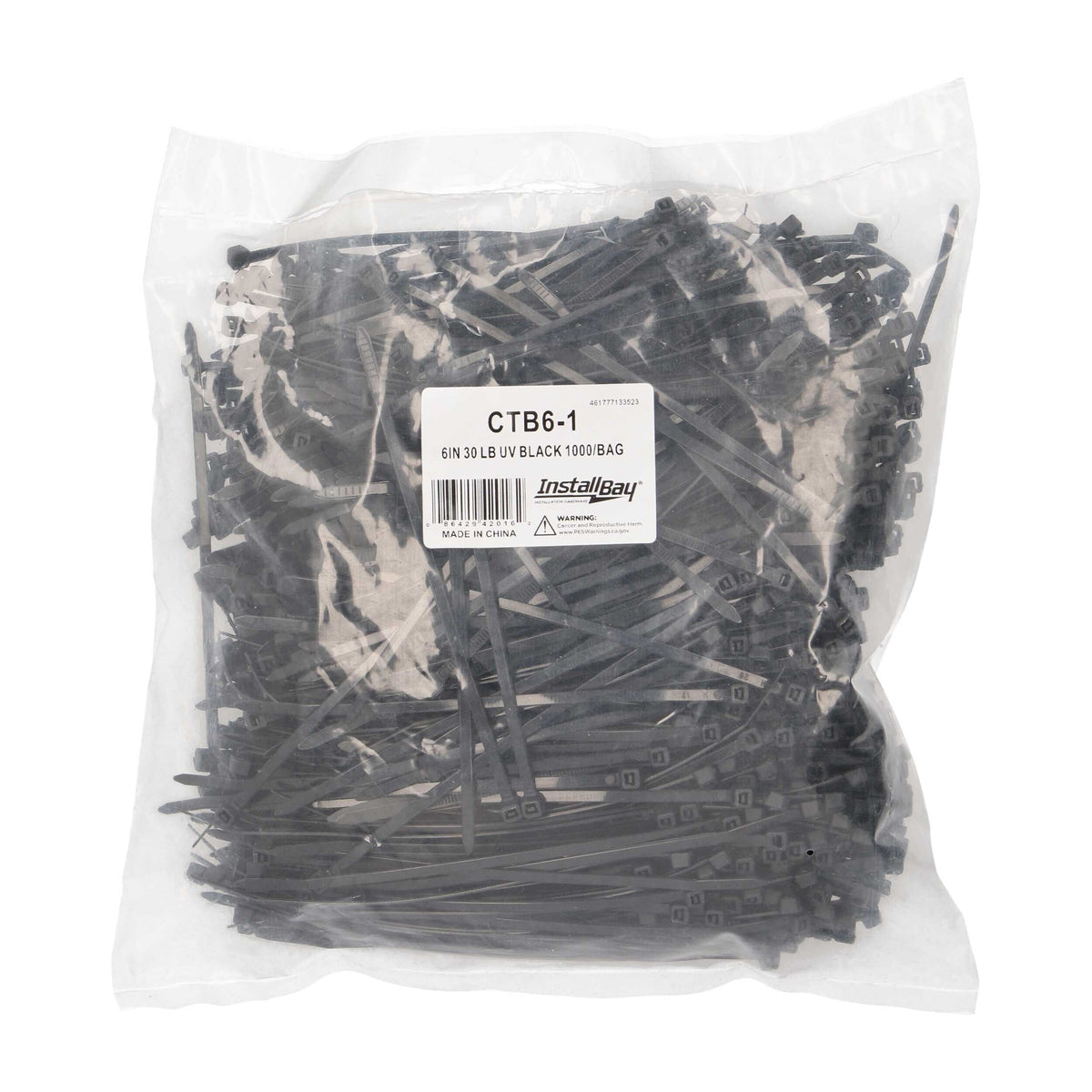 Install bay CTB6-1 Cable Tie 6" Black - UV Resistant - Bulk Bag 1000 count