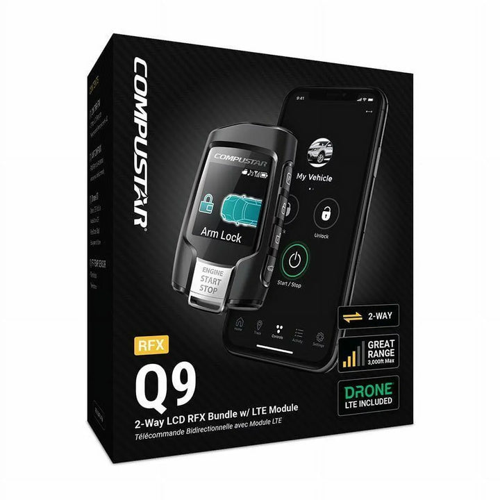 Compustar RFX-2WQ9-FM 2-Way 3000-FT LCD Q9 Remote + X1 LTE Drone Mobile 4G LTE