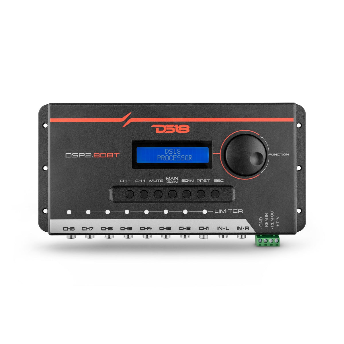 2-Channel In and 8-Channel Out Digital Sound Processor (DSP) with Bluetooth and LCD Screen