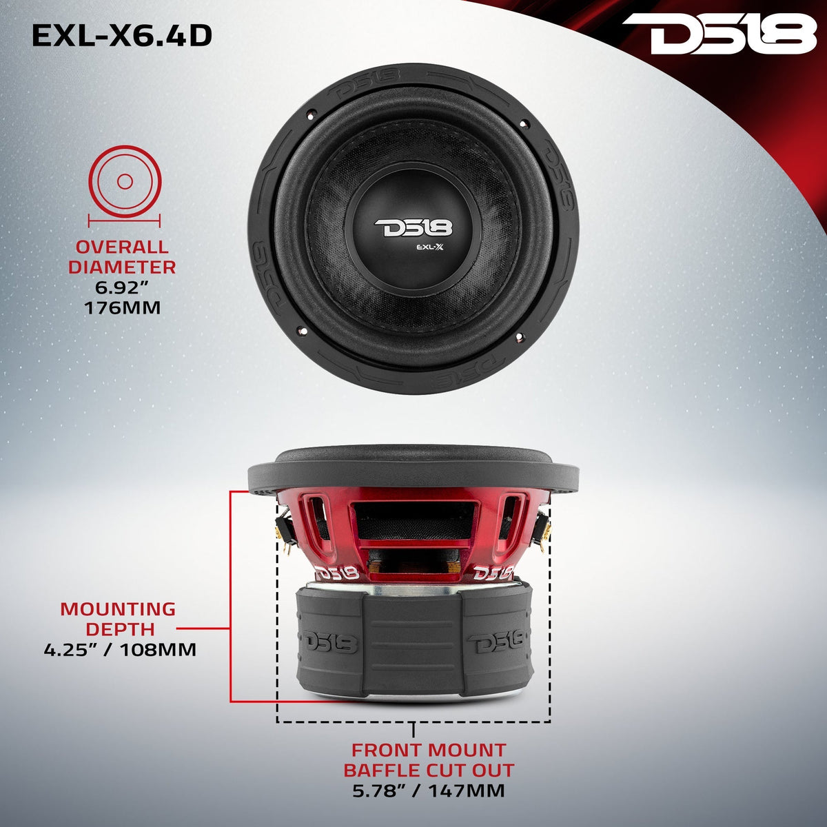 EXL-X 6.5" Subwoofer 400 Watts Rms DVC 4-Ohms