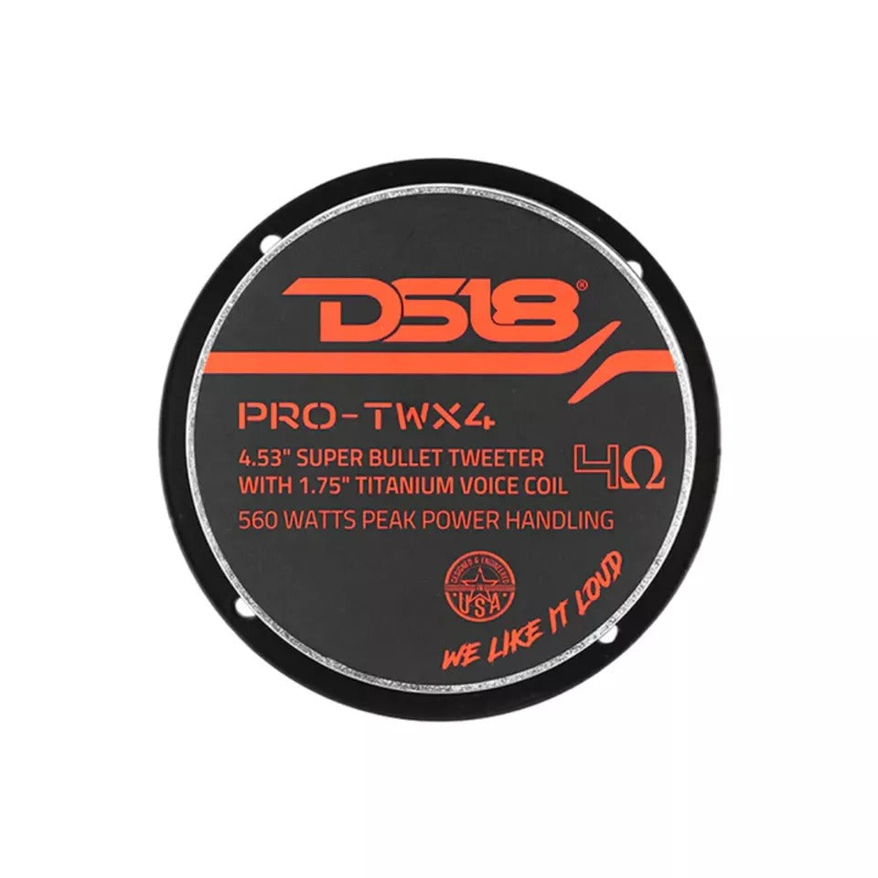 DS18 PRO-TWX4 4.5" 560W Peak 4Ohm 1.75" Titanium Voice Coil Super Bullet Tweeter