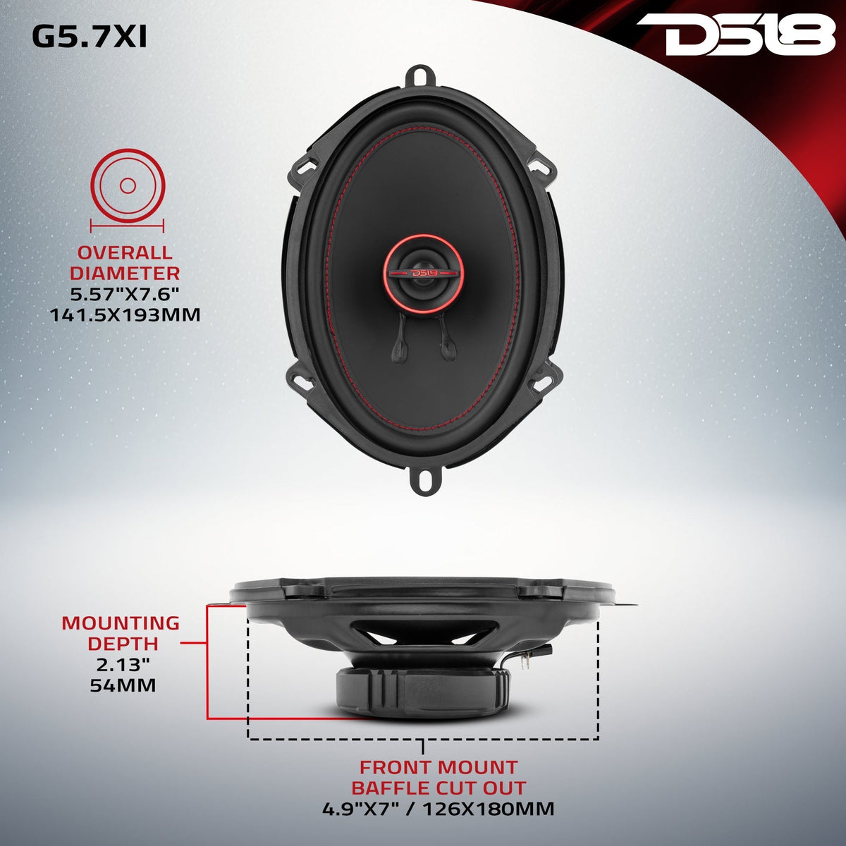 DS18 G5.7XI 5"x7" 2-Way Coaxial Speakers (Pair)