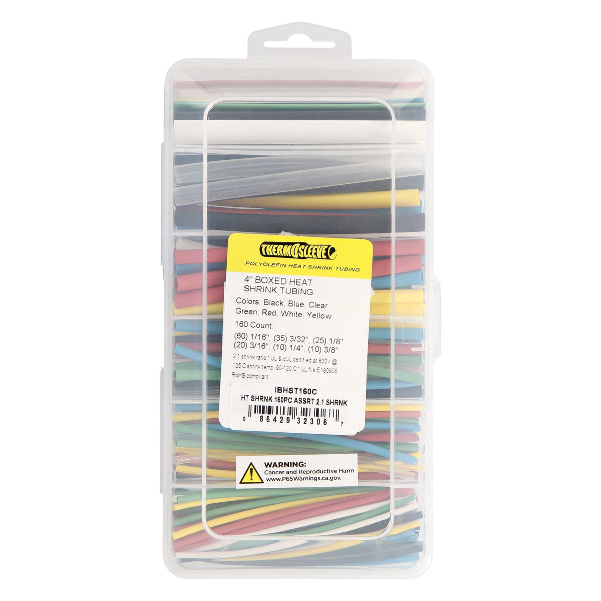 Install bay IBHST160C Heat Shrink Tubing Kit - 160 Pc 4 in 2:1 - Assorted Colors