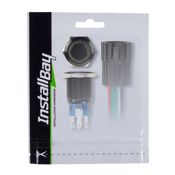 IBRBSW16 16MM Black Round Switch W/Latch & Harness - White