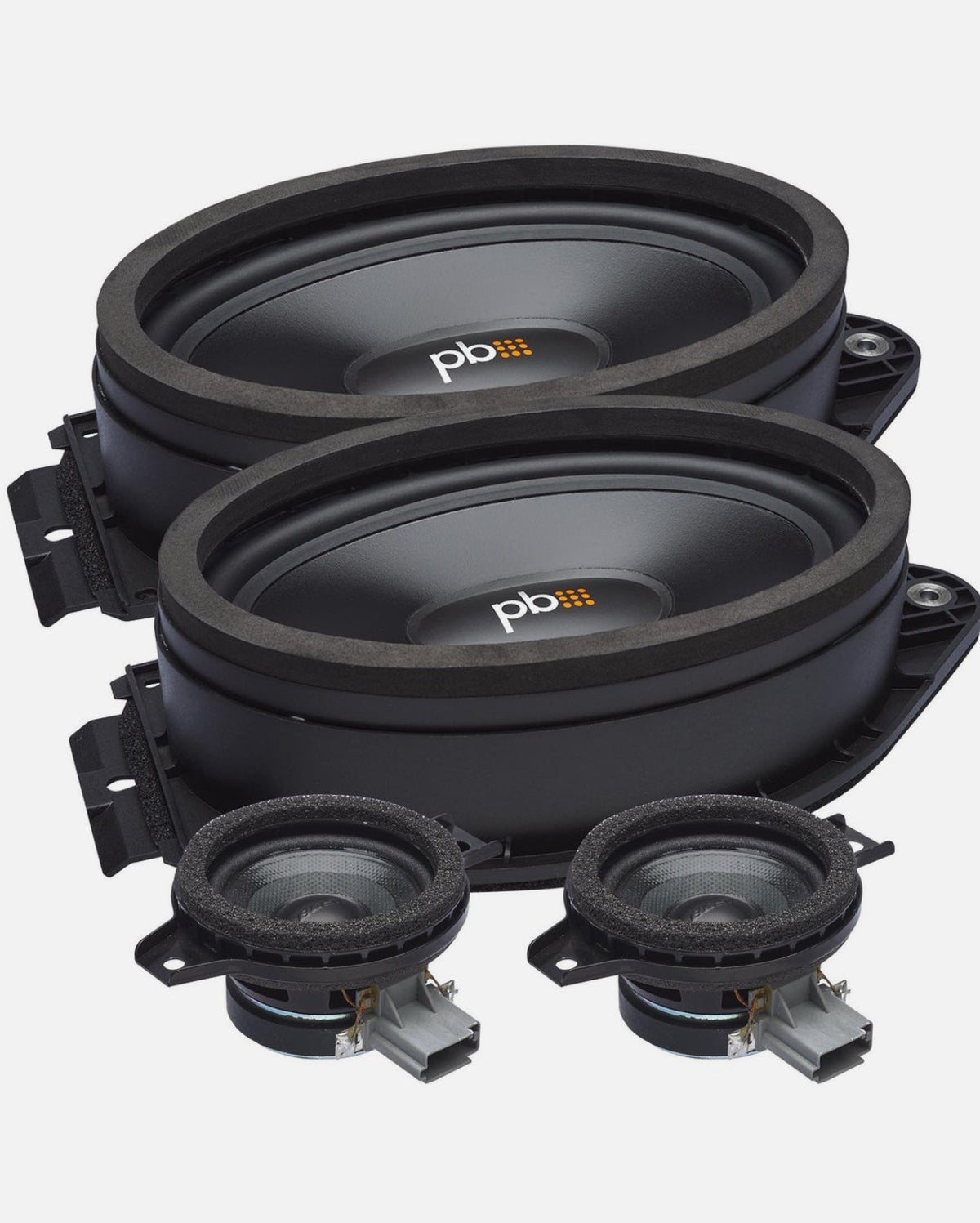 Powerbass 2014-2025 Chevy Silverado GMC Sierra Crew Cab Front Back Doors Speakers OE Speakers + Tweeters