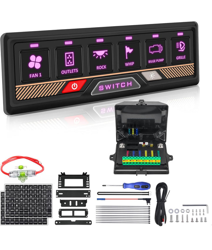 ECA Switch Panel with Bluetooth RGB 6 Gang for Truck Car ATV Waterproof