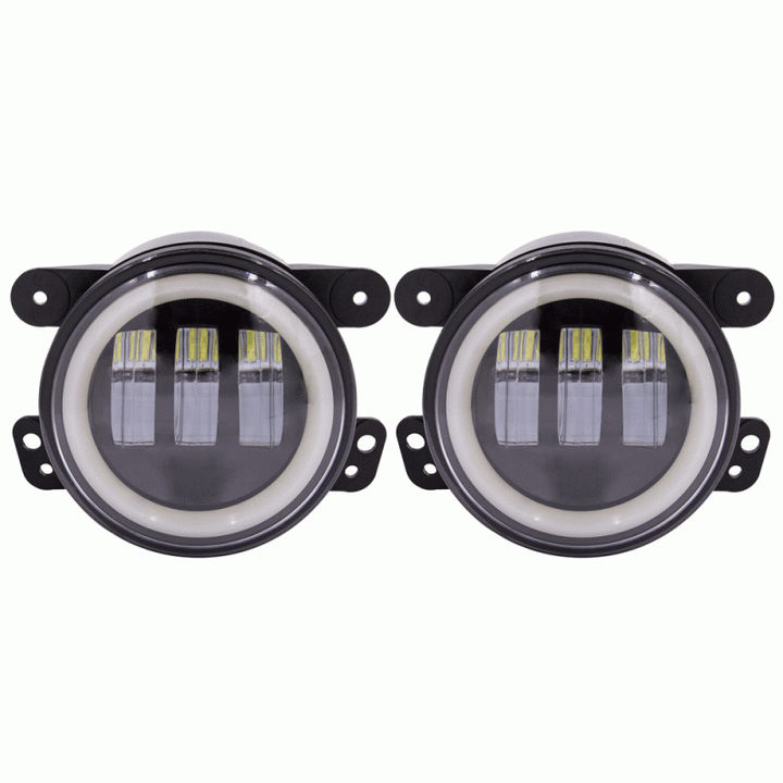 Metra Electronics JP-702FLB Fog Lights with Black Face and Full Halo - 4 Inch, 6 LED