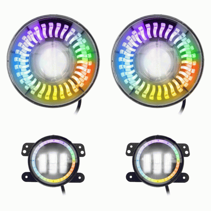 Metra Electronics JP-708RGBKT Chasing RGB 7" Projector lights & 4" Fog Lights w/Controller