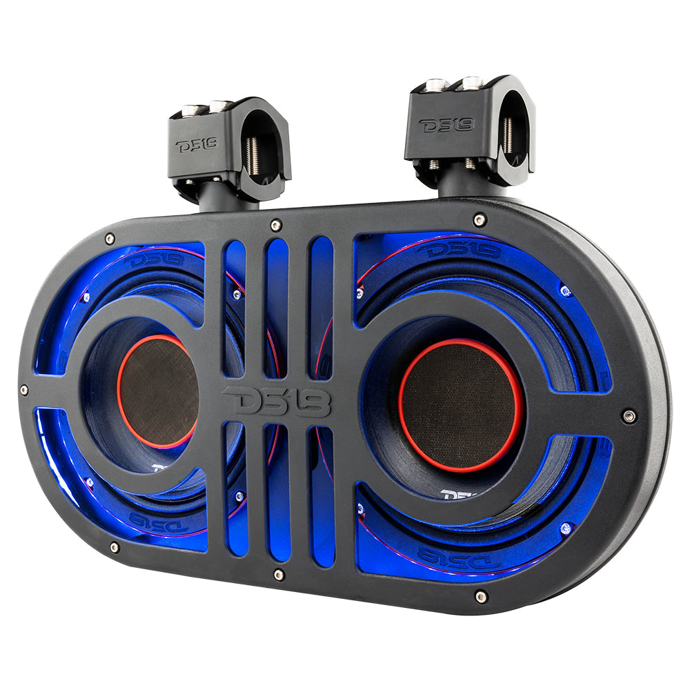 Dual 8" Marine and Powersports PRO Roll Cage Sound Bar System with Built in LED RGB Lights 500 Watts Rms ( 2 x PRO-HY8.4B Inc