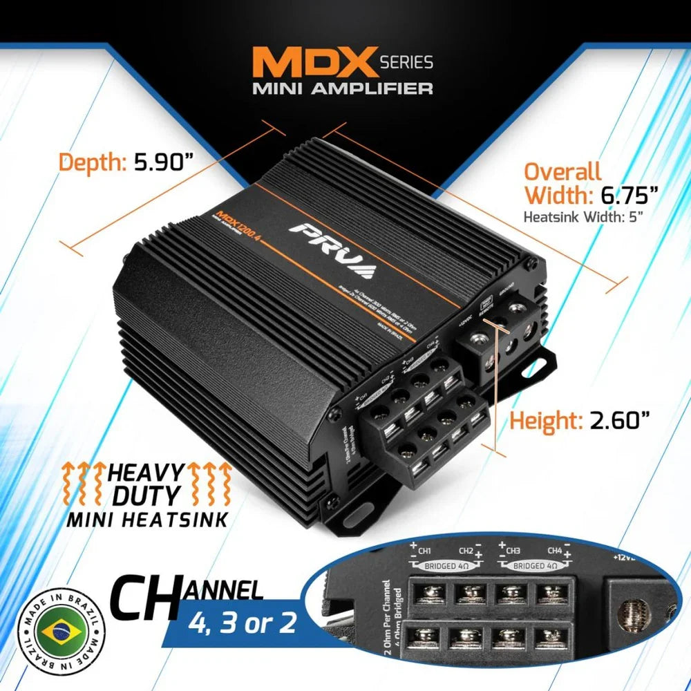 PRV Audio MDX1200.4 4-Channel Full Range Mini Amplifier