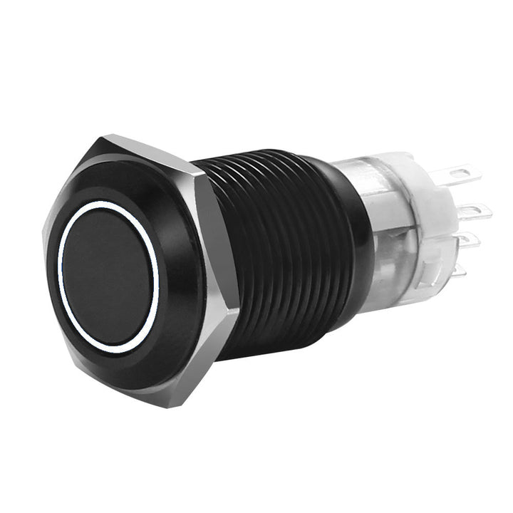 MIBRBSW19 19 MM BLACK MOMENTARY SWITCH WITH HARNESS 5A IP67 - WHITE