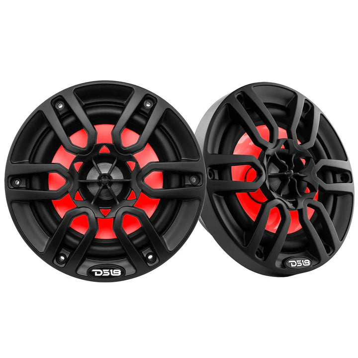 DS18 NXL-6/BK 6.5" 2Way -Coaxial Marine Speaker w/ LED RGB Lights 100 Watts 4-Ohm - Black (Pair)