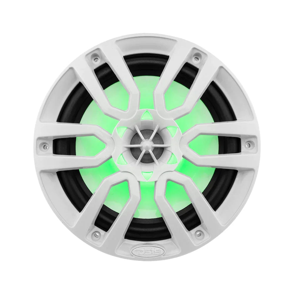 DS18 NXL-8/WH 8" 2-Way Coaxial Marine Speaker w/ LED RGB Lights 125 Watts 4-Ohm - White (Pair)