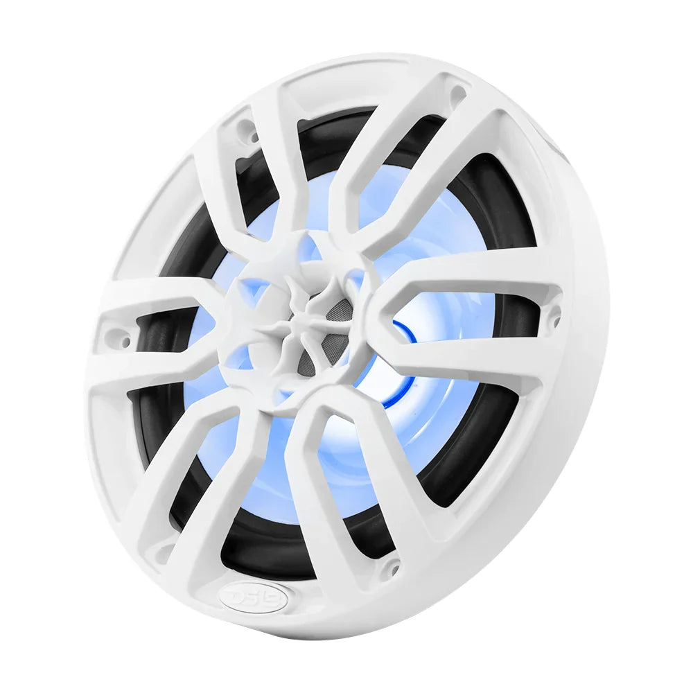 DS18 NXL-8/WH 8" 2-Way Coaxial Marine Speaker w/ LED RGB Lights 125 Watts 4-Ohm - White (Pair)