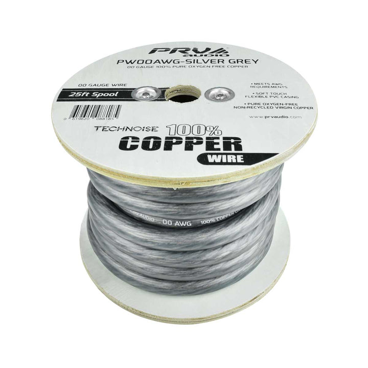 PRO AUDIO OFC POWER WIRE SPOOL 2/0G 25 FT GREY