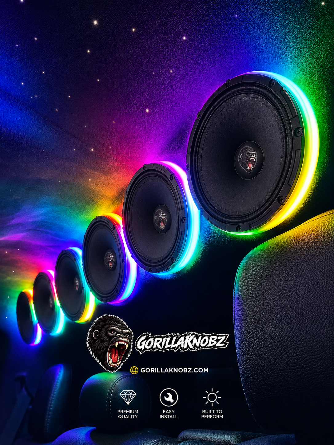 6.5" SMART RGB LED Speaker Rings – GorillaKnobz