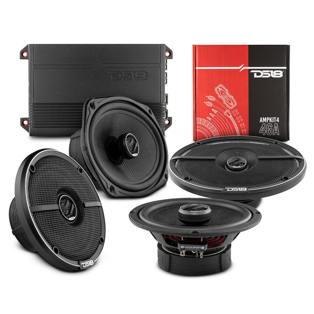 DS18 2016-2021 Chevy Silverado 3500 HD Crew and Extended Cab Front and Back Doors Speakers Good Upgrade/Replacement Package 1