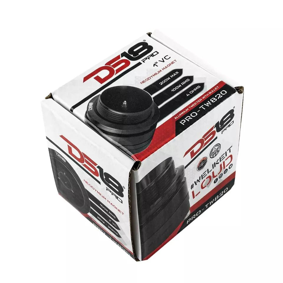 DS18 PRO-TW820 200 W Max 1" VC 4-Ohms Stereo Car Audio Super Bullet Tweeter