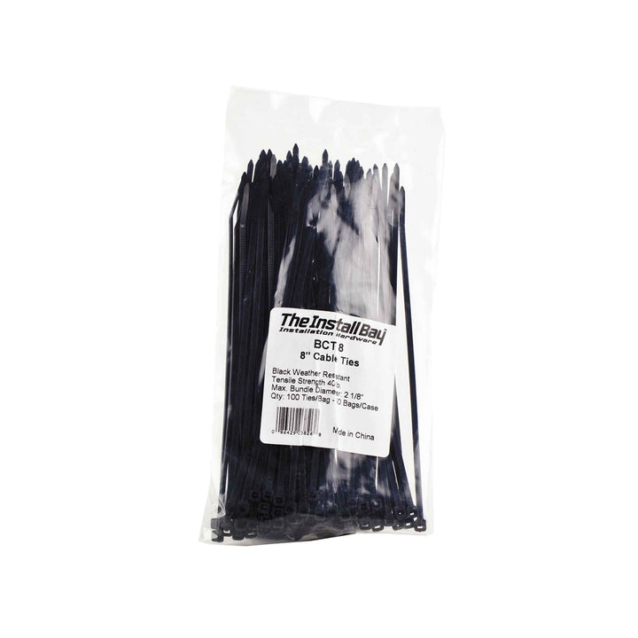 Install Bay BCT8 - 8" x 40 lb Nylon Black Cable Ties
