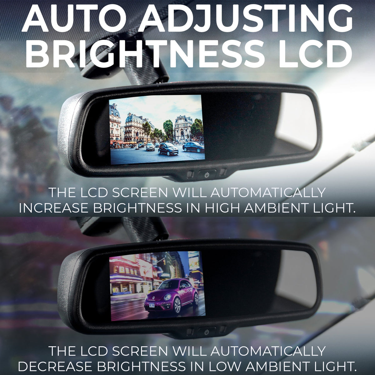 Master Tailgaters 10.5" OEM Rear View Mirror with 4.3" LCD Screen | Ultra High Brightness | Rearview Universal Fit | Auto Adj